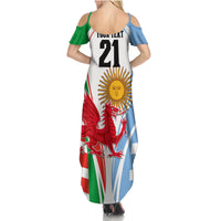 Custom Wales Argentina Rugby Summer Maxi Dress The Welsh Dragon and Sol De Mayo World Cup 2023 - Wonder Print Shop