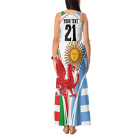 Custom Wales Argentina Rugby Tank Maxi Dress The Welsh Dragon and Sol De Mayo World Cup 2023 - Wonder Print Shop