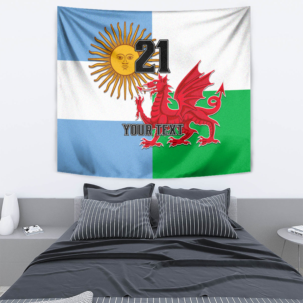 Custom Wales Argentina Rugby Tapestry The Welsh Dragon and Sol De Mayo World Cup 2023 - Wonder Print Shop