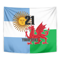 Custom Wales Argentina Rugby Tapestry The Welsh Dragon and Sol De Mayo World Cup 2023 - Wonder Print Shop