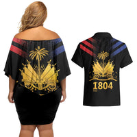 Haiti Independence Day Couples Matching Off Shoulder Short Dress and Hawaiian Shirt The First Black Republic Since 1804 LT9 - Wonder Print Shop