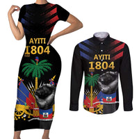Haiti Independence Day Couples Matching Short Sleeve Bodycon Dress and Long Sleeve Button Shirt The First Black Republic Since 1804 LT9 - Wonder Print Shop