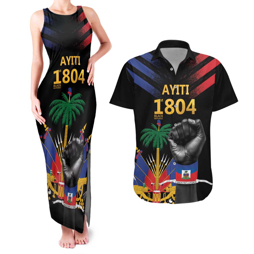 Haiti Independence Day Couples Matching Tank Maxi Dress and Hawaiian Shirt The First Black Republic Since 1804 LT9 - Wonder Print Shop