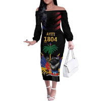 Haiti Independence Day Family Matching Off The Shoulder Long Sleeve Dress and Hawaiian Shirt The First Black Republic Since 1804 - Wonder Print Shop