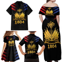 Haiti Independence Day Family Matching Off Shoulder Maxi Dress and Hawaiian Shirt The First Black Republic Since 1804 LT9 - Wonder Print Shop