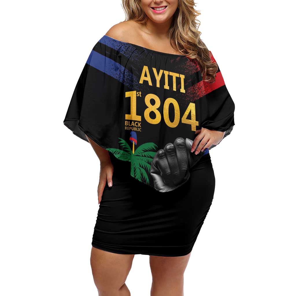 Haiti Independence Day Family Matching Off Shoulder Short Dress and Hawaiian Shirt The First Black Republic Since 1804 LT9 - Wonder Print Shop