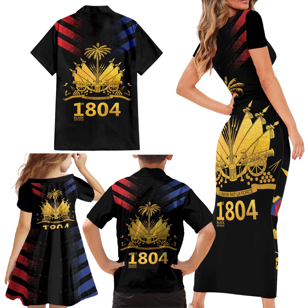 Haiti Independence Day Family Matching Short Sleeve Bodycon Dress and Hawaiian Shirt The First Black Republic Since 1804 - Wonder Print Shop