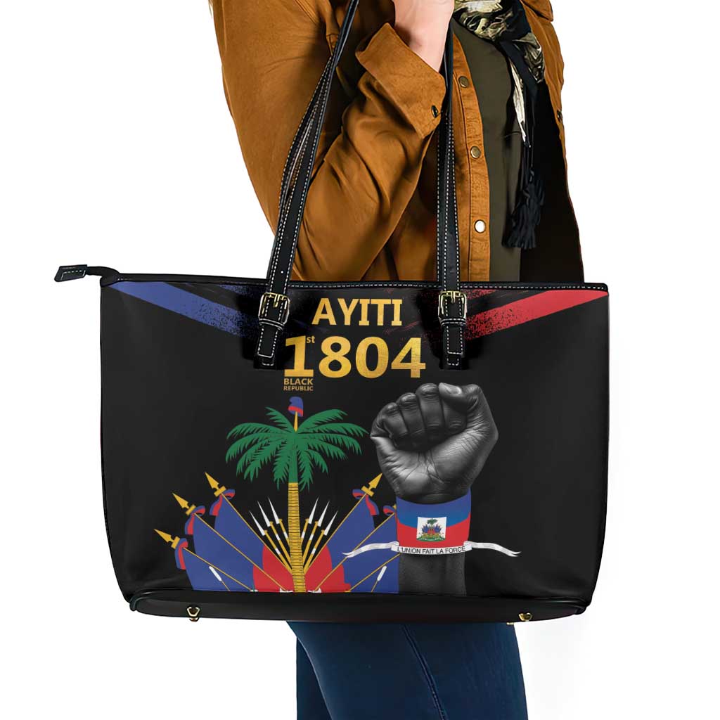 Haiti Independence Day Leather Tote Bag The First Black Republic Since 1804 - Wonder Print Shop