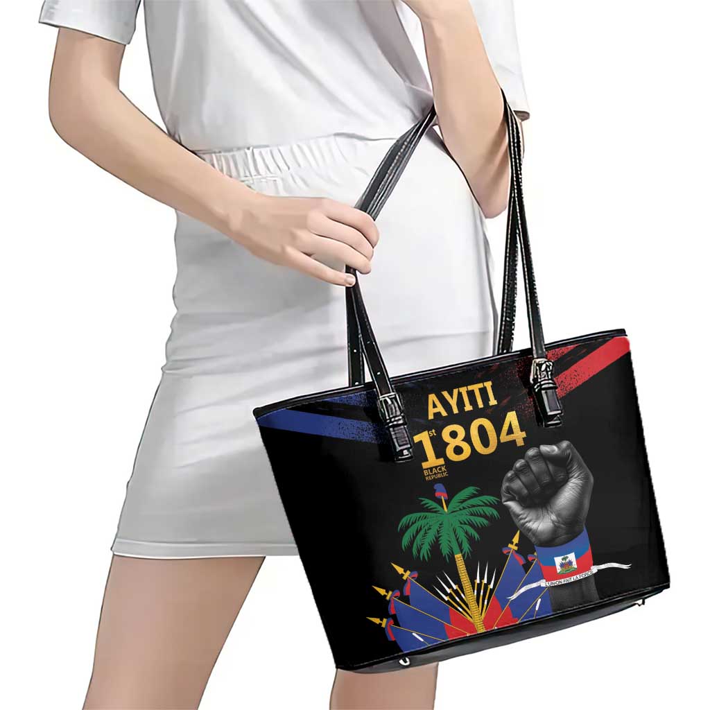 Haiti Independence Day Leather Tote Bag The First Black Republic Since 1804 - Wonder Print Shop