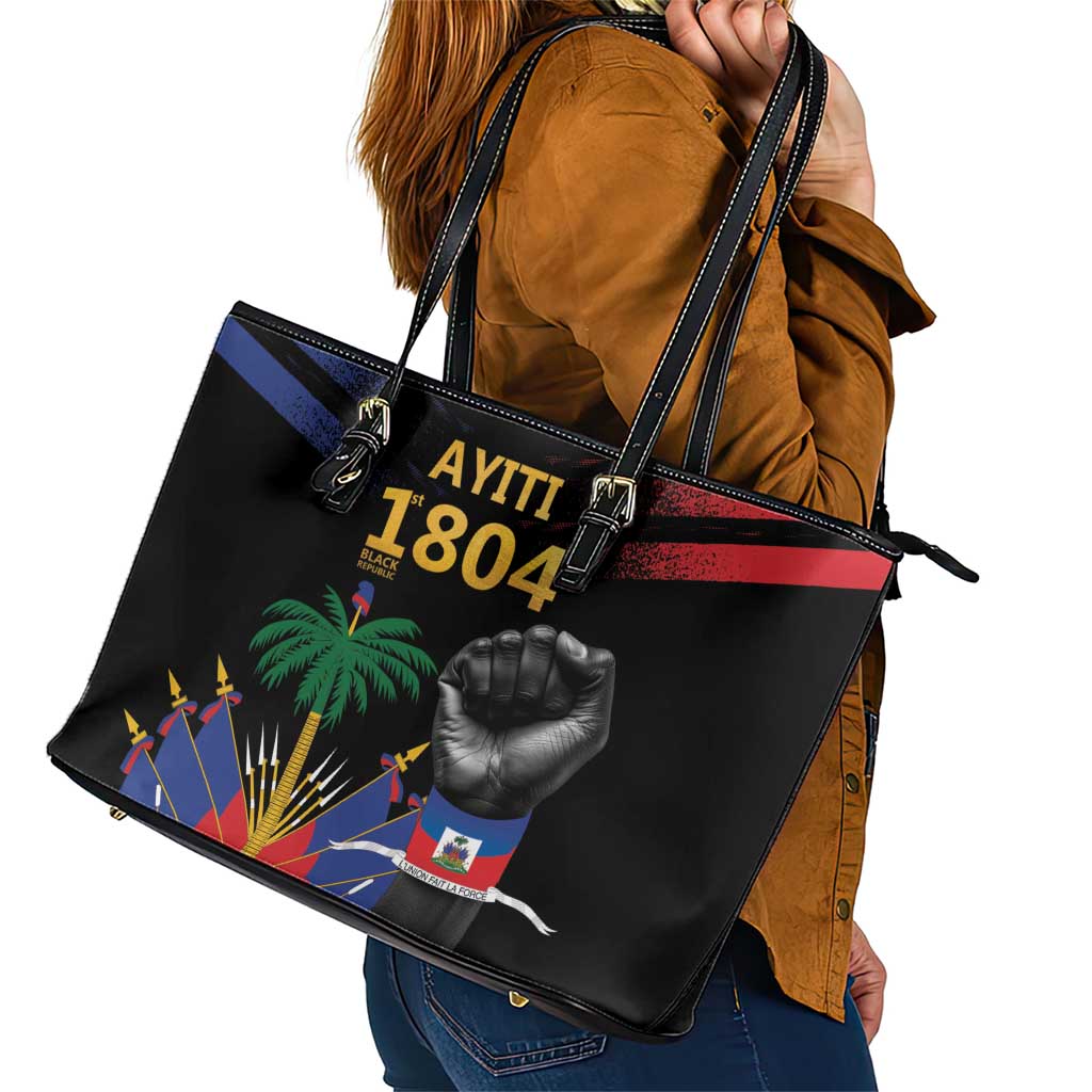 Haiti Independence Day Leather Tote Bag The First Black Republic Since 1804 - Wonder Print Shop