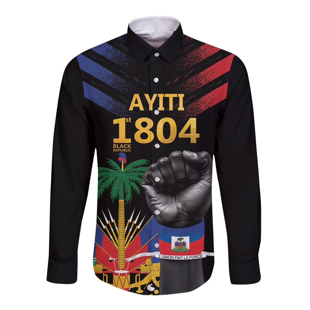 Haiti Independence Day Long Sleeve Button Shirt The First Black Republic Since 1804 - Wonder Print Shop