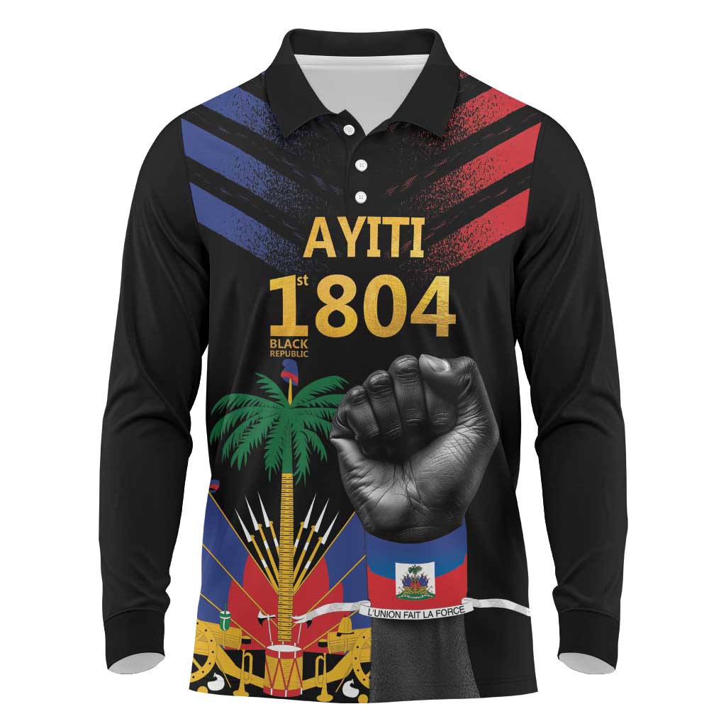 Haiti Independence Day Long Sleeve Polo Shirt The First Black Republic Since 1804 - Wonder Print Shop