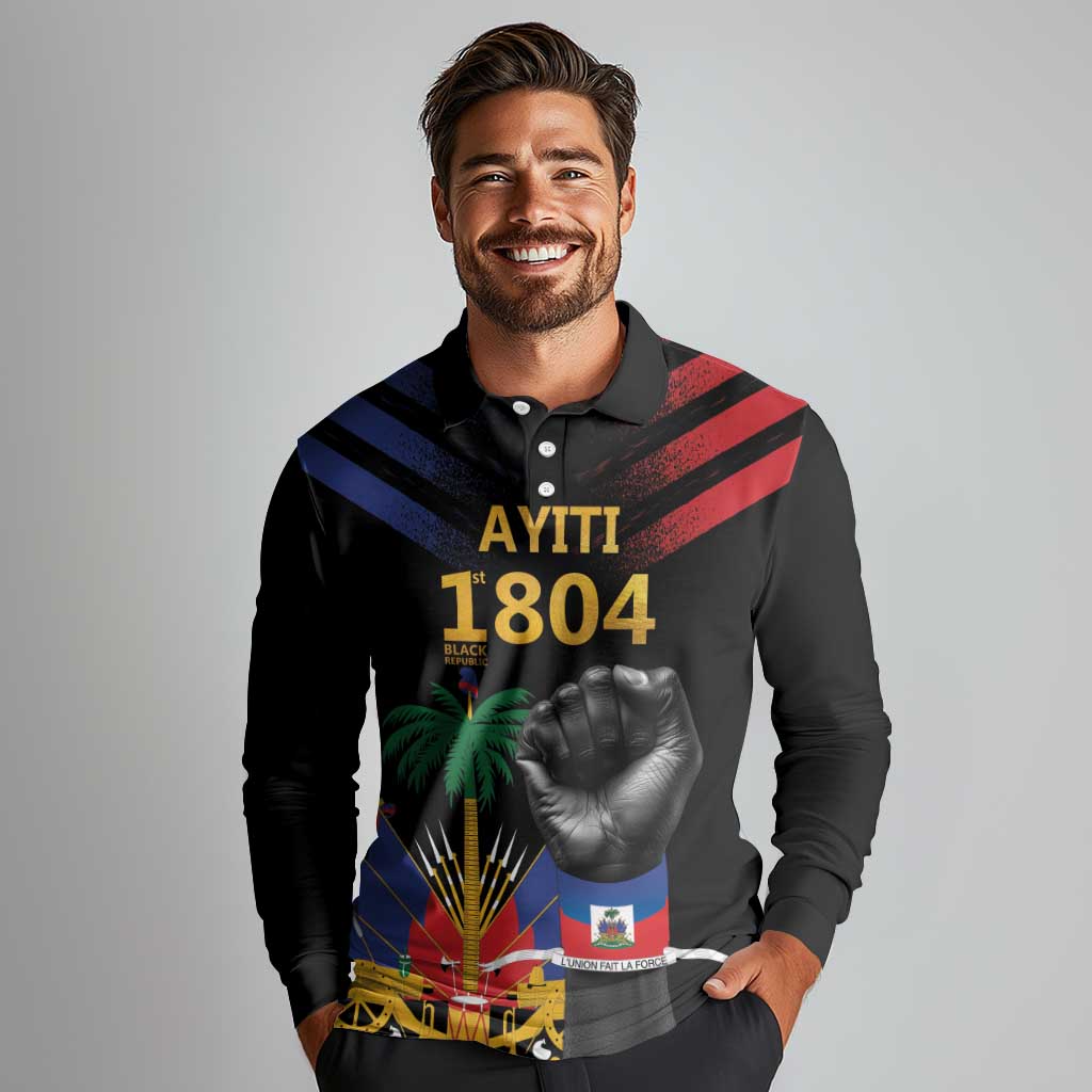 Haiti Independence Day Long Sleeve Polo Shirt The First Black Republic Since 1804 - Wonder Print Shop