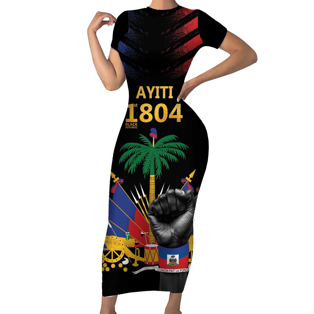 Haiti Independence Day Short Sleeve Bodycon Dress The First Black Republic Since 1804 - Wonder Print Shop