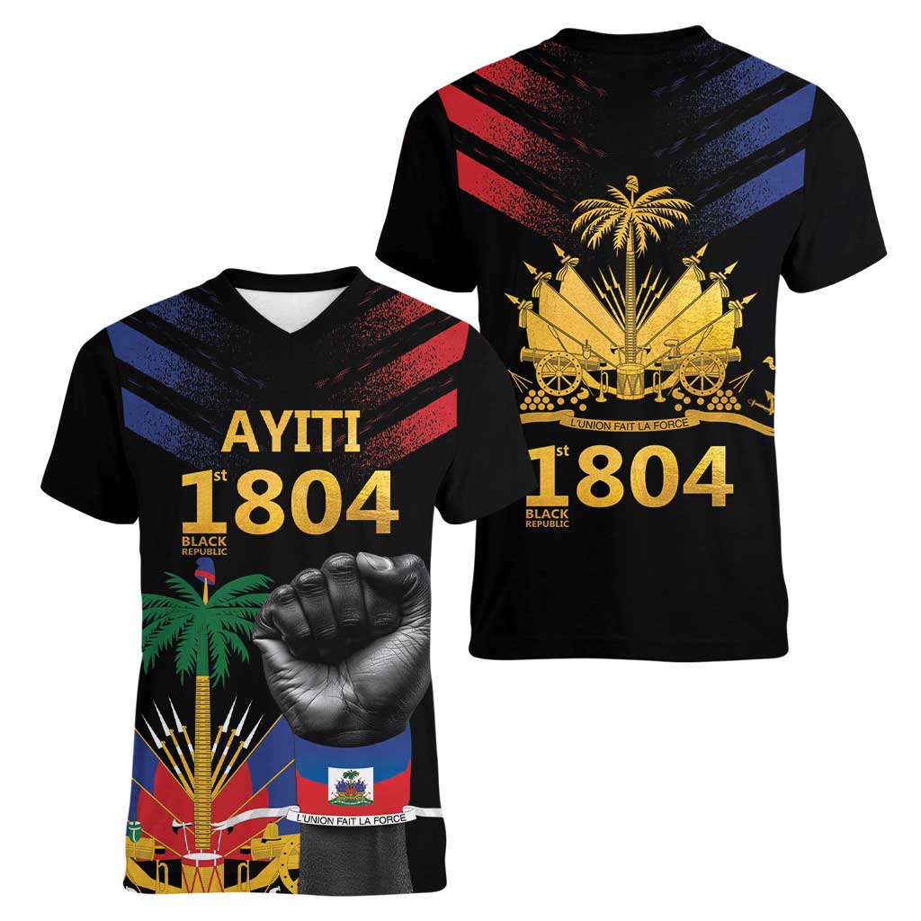 Haiti Independence Day Women V-Neck T-Shirt The First Black Republic Since 1804 - Wonder Print Shop