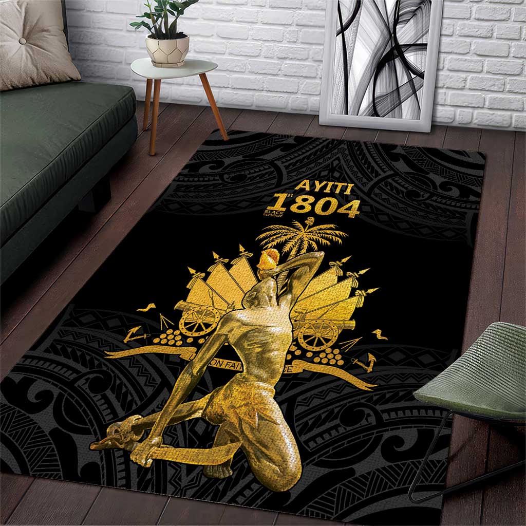 Haitian Negre Marron 1804 Area Rug Black Polynesian Pattern LT9 - Wonder Print Shop