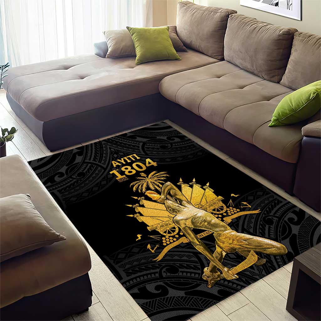 Haitian Negre Marron 1804 Area Rug Black Polynesian Pattern LT9 - Wonder Print Shop