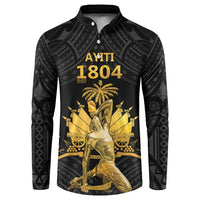 Haitian Negre Marron 1804 Button Sweatshirt Black Polynesian Pattern LT9 - Wonder Print Shop