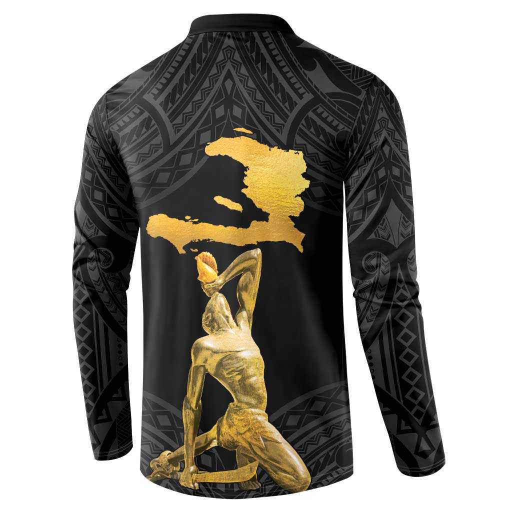 Haitian Negre Marron 1804 Button Sweatshirt Black Polynesian Pattern LT9 - Wonder Print Shop