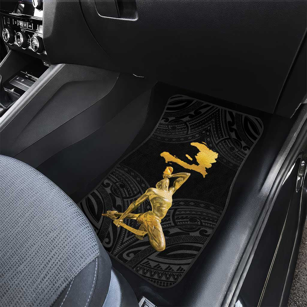 Haitian Negre Marron 1804 Car Mats Black Polynesian Pattern LT9 - Wonder Print Shop