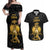 Haitian Negre Marron 1804 Couples Matching Off Shoulder Maxi Dress and Hawaiian Shirt Black Polynesian Pattern LT9 - Wonder Print Shop
