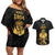 Haitian Negre Marron 1804 Couples Matching Off Shoulder Short Dress and Hawaiian Shirt Black Polynesian Pattern LT9 - Wonder Print Shop