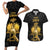 Haitian Negre Marron 1804 Couples Matching Short Sleeve Bodycon Dress and Hawaiian Shirt Black Polynesian Pattern LT9 - Wonder Print Shop