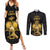 Haitian Negre Marron 1804 Couples Matching Summer Maxi Dress and Long Sleeve Button Shirt Black Polynesian Pattern LT9 - Wonder Print Shop