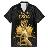 Haitian Negre Marron 1804 Family Matching Mermaid Dress and Hawaiian Shirt Black Polynesian Pattern LT9 - Wonder Print Shop