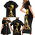 Haitian Negre Marron 1804 Family Matching Short Sleeve Bodycon Dress and Hawaiian Shirt Black Polynesian Pattern - Wonder Print Shop