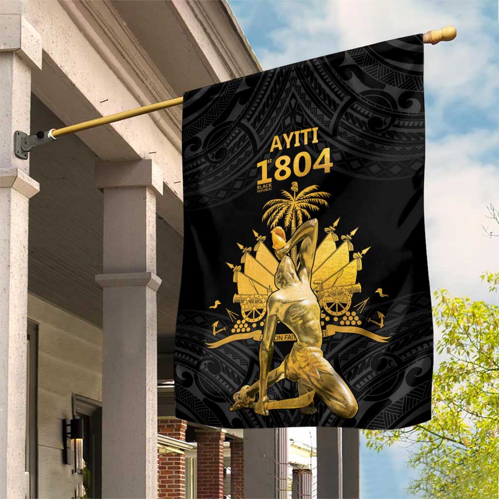 Haitian Negre Marron 1804 Garden Flag Black Polynesian Pattern - Wonder Print Shop