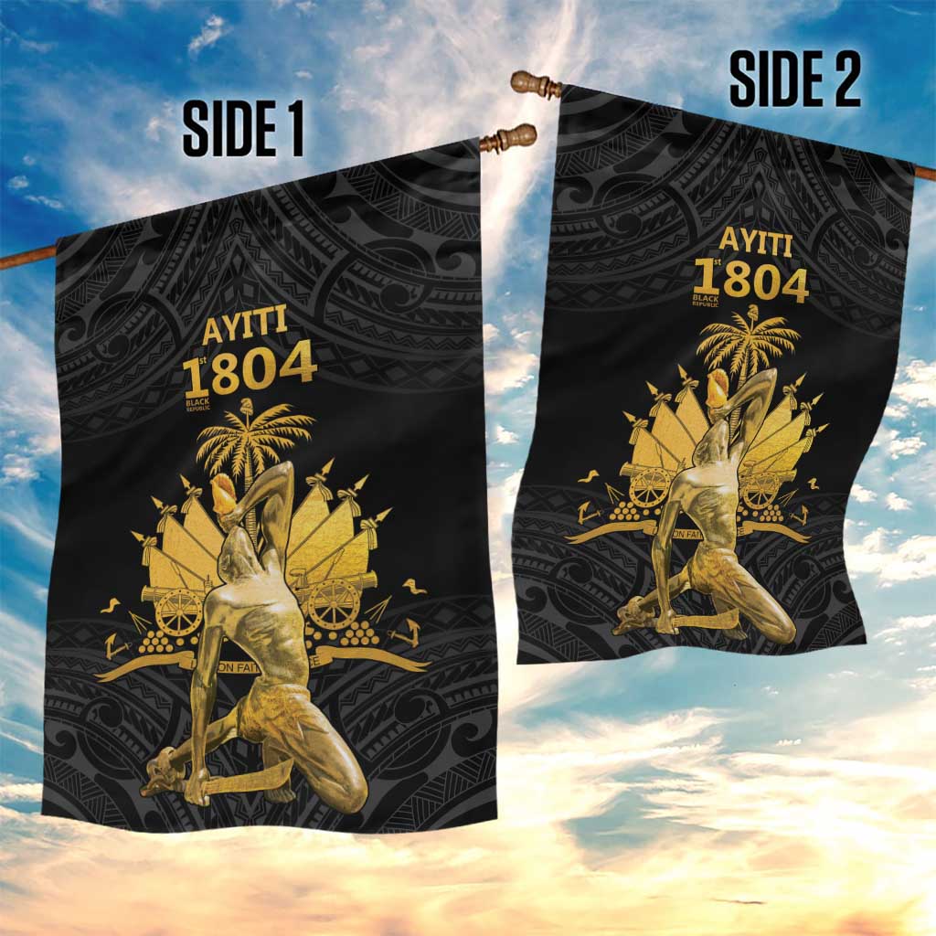 Haitian Negre Marron 1804 Garden Flag Black Polynesian Pattern - Wonder Print Shop
