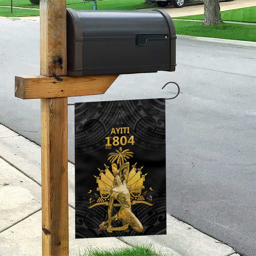 Haitian Negre Marron 1804 Garden Flag Black Polynesian Pattern - Wonder Print Shop