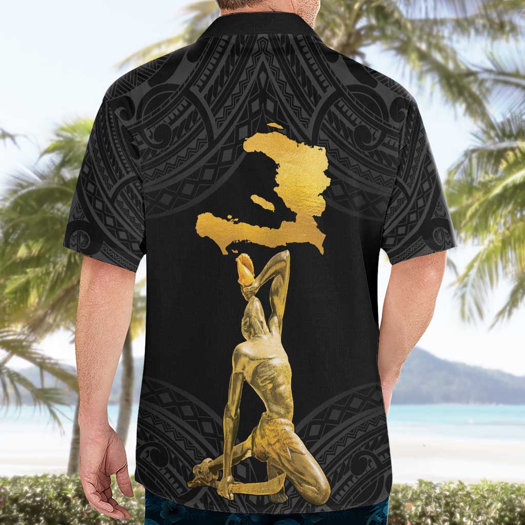 Haitian Negre Marron 1804 Hawaiian Shirt Black Polynesian Pattern - Wonder Print Shop
