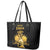 Haitian Negre Marron 1804 Leather Tote Bag Black Polynesian Pattern - Wonder Print Shop