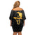 Haitian Negre Marron 1804 Off Shoulder Short Dress Black Polynesian Pattern - Wonder Print Shop