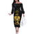 Haitian Negre Marron 1804 Off The Shoulder Long Sleeve Dress Black Polynesian Pattern - Wonder Print Shop