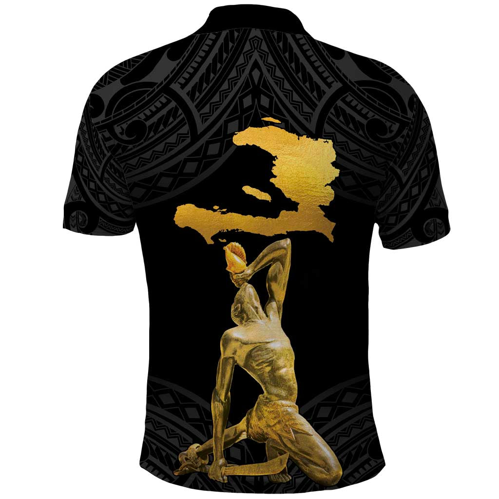 Haitian Negre Marron 1804 Polo Shirt Black Polynesian Pattern - Wonder Print Shop