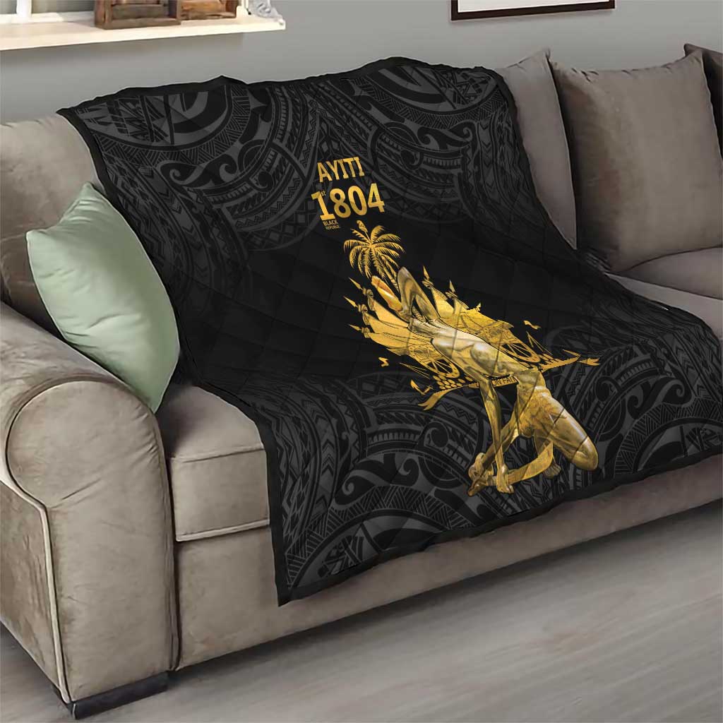 Haitian Negre Marron 1804 Quilt Black Polynesian Pattern - Wonder Print Shop