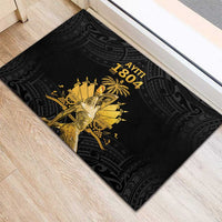 Haitian Negre Marron 1804 Rubber Doormat Black Polynesian Pattern - Wonder Print Shop