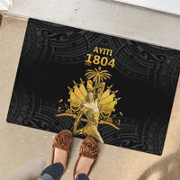 Haitian Negre Marron 1804 Rubber Doormat Black Polynesian Pattern - Wonder Print Shop