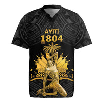 Haitian Negre Marron 1804 Rugby Jersey Black Polynesian Pattern - Wonder Print Shop