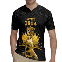 Haitian Negre Marron 1804 Rugby Jersey Black Polynesian Pattern - Wonder Print Shop