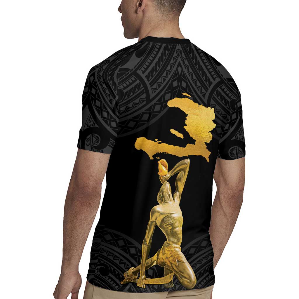 Haitian Negre Marron 1804 Rugby Jersey Black Polynesian Pattern - Wonder Print Shop