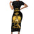 Haitian Negre Marron 1804 Short Sleeve Bodycon Dress Black Polynesian Pattern - Wonder Print Shop