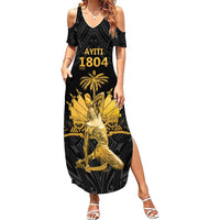 Haitian Negre Marron 1804 Summer Maxi Dress Black Polynesian Pattern - Wonder Print Shop
