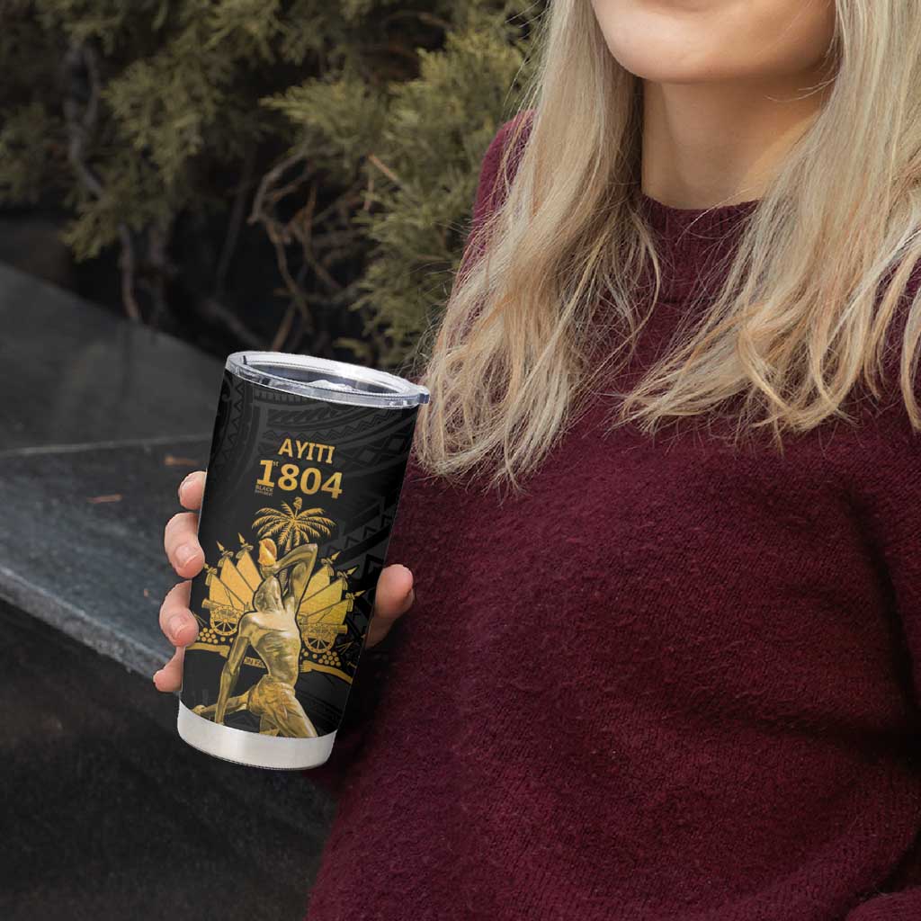 Haitian Negre Marron 1804 Tumbler Cup Black Polynesian Pattern - Wonder Print Shop