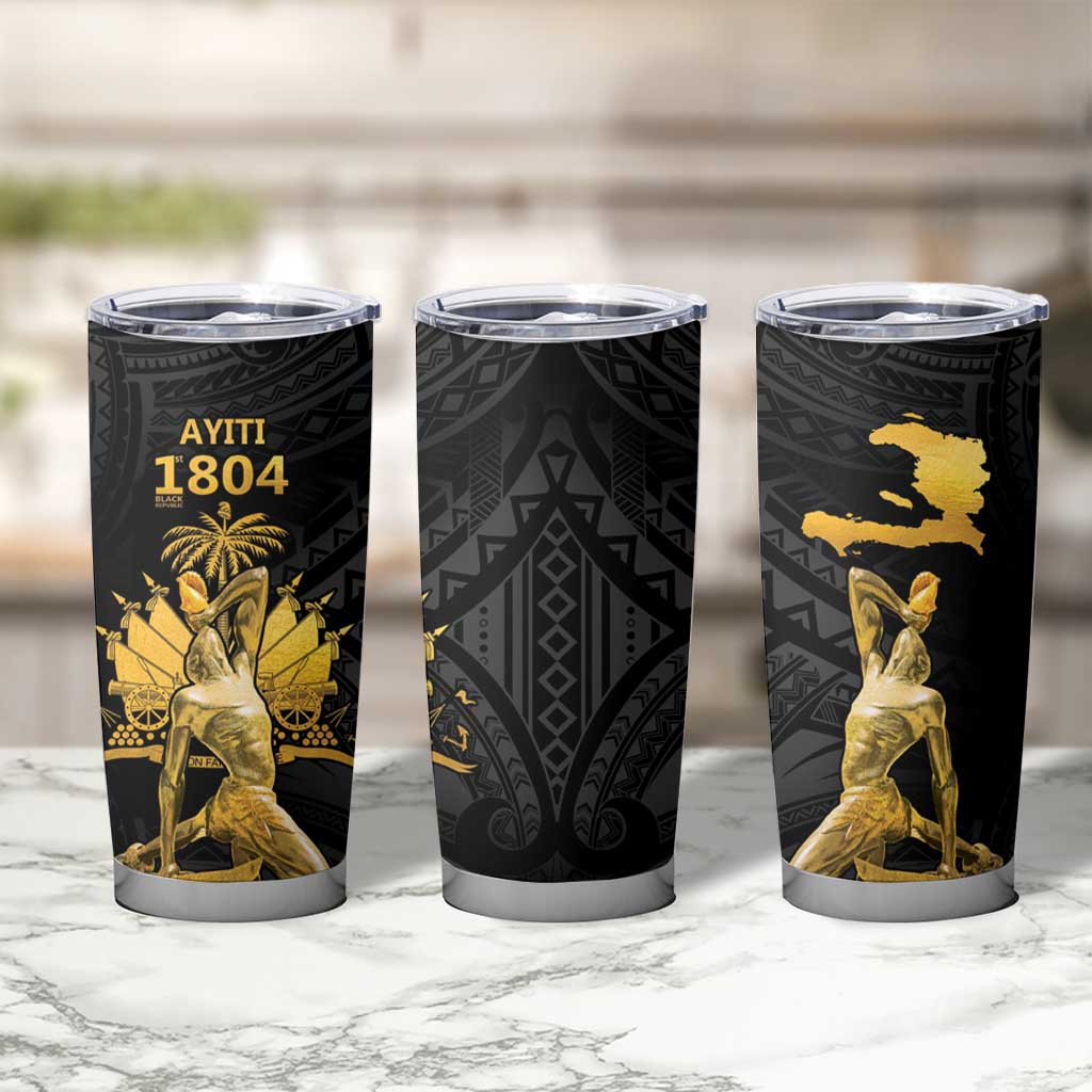 Haitian Negre Marron 1804 Tumbler Cup Black Polynesian Pattern - Wonder Print Shop