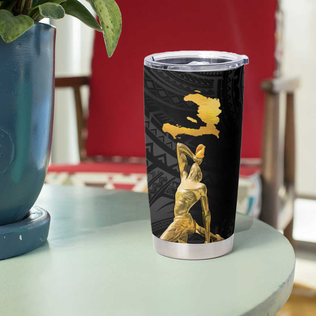 Haitian Negre Marron 1804 Tumbler Cup Black Polynesian Pattern - Wonder Print Shop