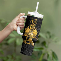 Haitian Negre Marron 1804 Tumbler With Handle Black Polynesian Pattern - Wonder Print Shop